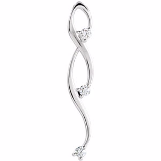 85972:105:P 14kt White 1/2 CTW Diamond 3-Stone Freeform Pendant