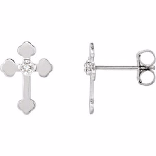 R16556:163826:P 14kt White .01 CTW Diamond Cross Earrings