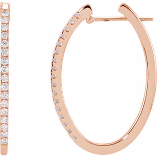 61494:2615570:P 14kt Rose 1/2 CTW Diamond Hoop Earrings