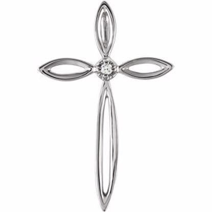 R41007D:141106:P 14kt White .01 CTW Diamond Cross Pendant