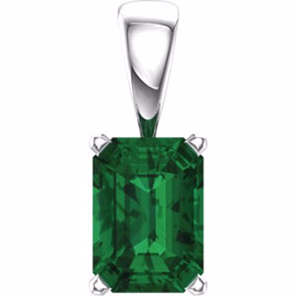 85861:104:P 14kt White Chatham® Created Emerald Pendant