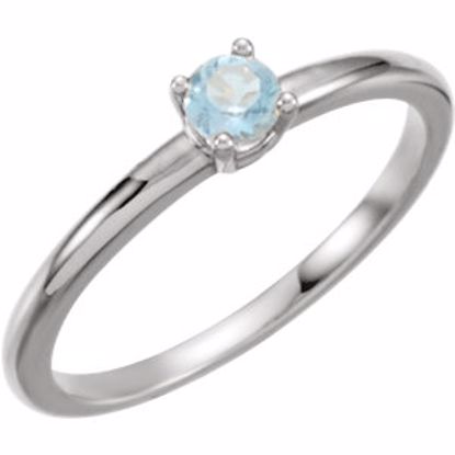 19399:105:P 14kt White Aquamarine "March" Youth Birthstone Ring