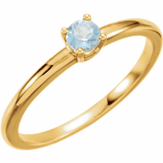 19399:104:P 14kt Yellow Aquamarine "March" Youth Birsthone Ring