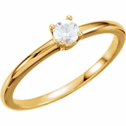 19399:106:P 14kt Yellow White Sapphire "April" Youth Birthstone Ring