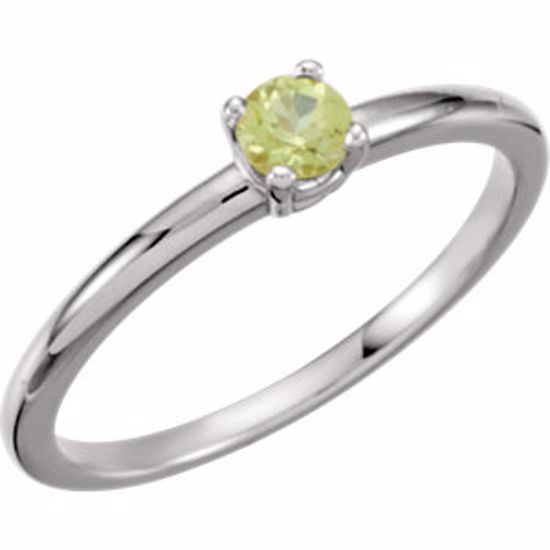 19399:115:P 14kt White Peridot "August" Youth Birthstone Ring