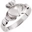 51320:103:P 14kt White 7.5mm Claddagh Ring Size 7