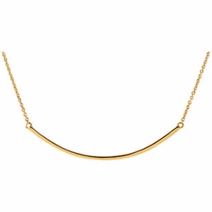 86049:1000:P 14kt Yellow Curved Bar 16-18" Necklace