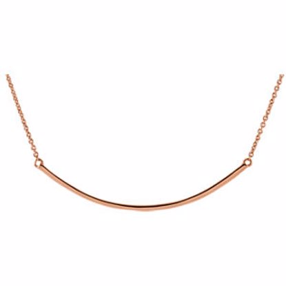 86049:1002:P 14kt Rose Curved Bar 16-18" Necklace