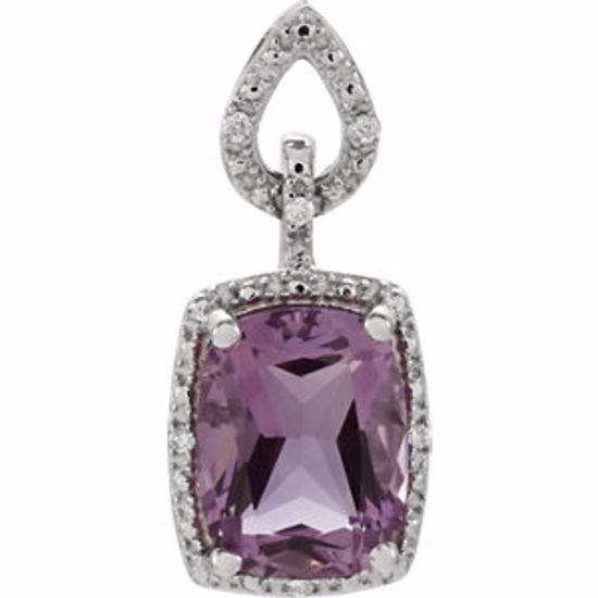 651603:100:P 14kt White Amethyst & .025 CTW Diamond Pendant 