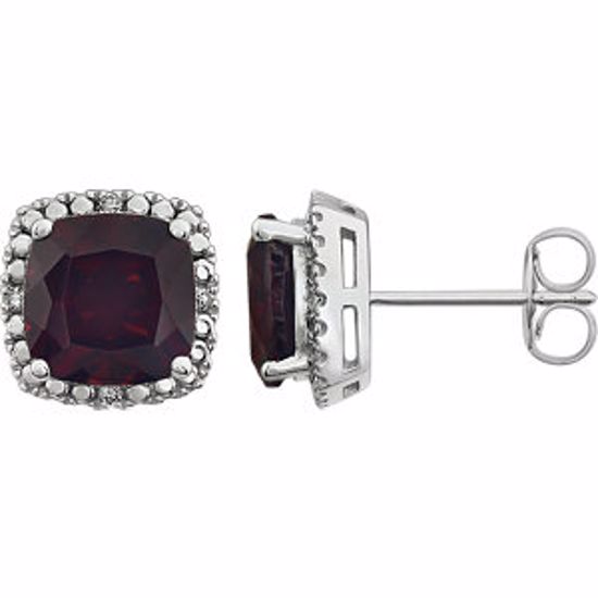 651605:105:P 14kt White Mozambique Garnet & .06 CTW Diamond Earrings   