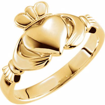 51320:112:P 14kt Yellow 8.5mm Claddagh Ring Size 11