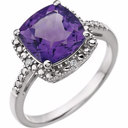 651604:100:P 14kt White Amethyst & .03 CTW Diamond Ring