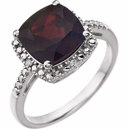 651604:105:P 14kt White Mozambique Garnet & .03 CTW Diamond Ring   