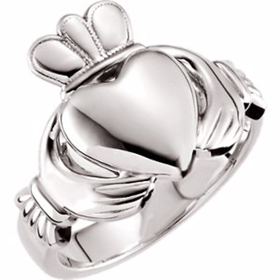 51320:119:P Platinum 10.5mm Claddagh Ring Size 11
