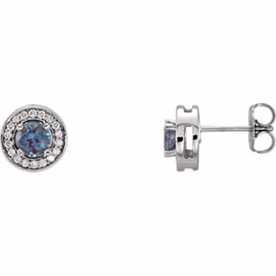 84987:70002:P 14kt White Chatham® Created Alexandrite & 1/5 CTW Diamond Earrings