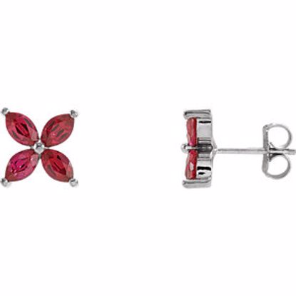 85948:108:P 14kt White Chatham® Created Ruby Earrings