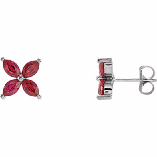 85948:108:P 14kt White Chatham® Created Ruby Earrings