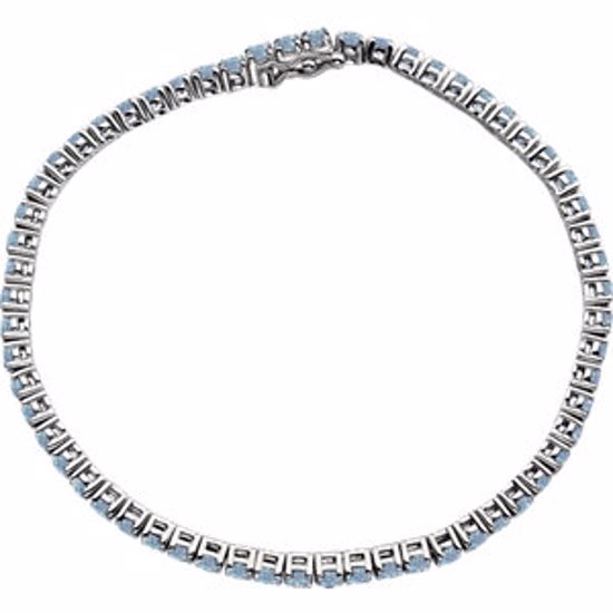 651204:60003:P 14kt White Aquamarine Line 7.25" Bracelet