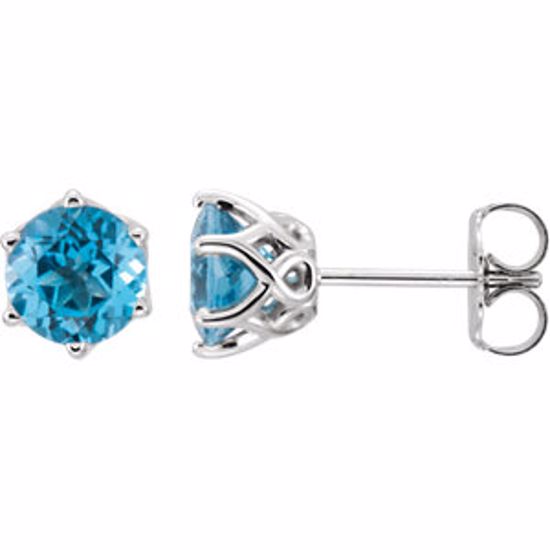 28808:70000:P 14kt White Swiss Blue Topaz Earrings