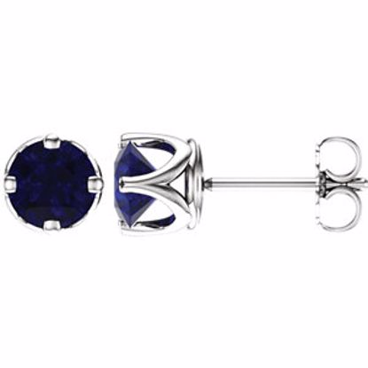 28810:70000:P 14kt White Chatham® Created Blue Sapphire Earrings