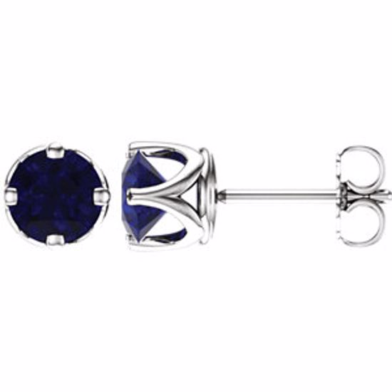 28810:70000:P 14kt White Chatham® Created Blue Sapphire Earrings