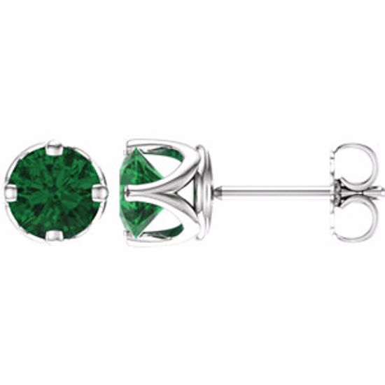 28810:70004:P 14kt White Chatham® Created Emerald Earrings