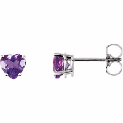 61734:70000:P 14kt White Amethyst Heart Earrings