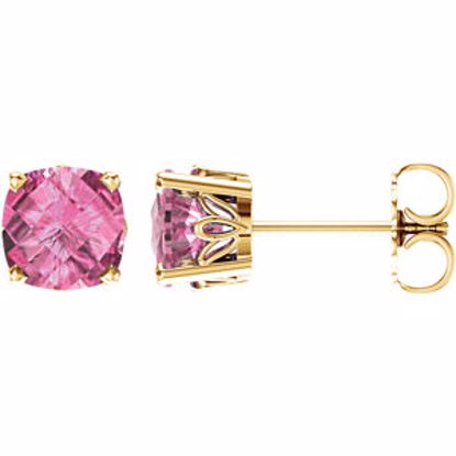 28190:70066:P 14kt Yellow Pink Topaz Earrings