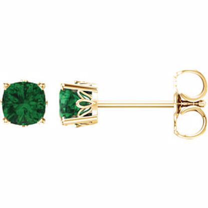 28190:70068:P 14kt Yellow Chatham® Created Emerald Earrings