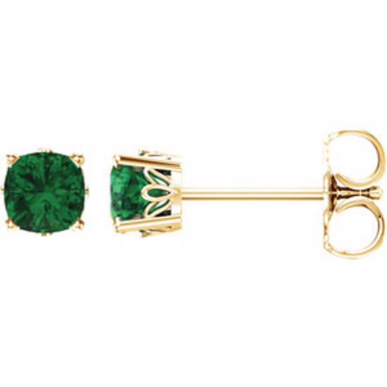 28190:70068:P 14kt Yellow Chatham® Created Emerald Earrings