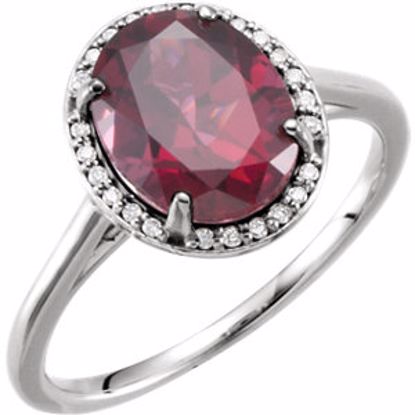 71634:106:P 14kt White Rhodolite Garnet & .06 CTW Diamond Ring