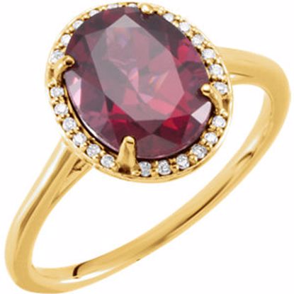 71634:107:P 14kt Yellow Rhodolite Garnet & .06 CTW Diamond Ring