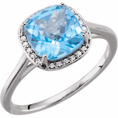 71635:70000:P 14kt White Swiss Blue Topaz & .055 CTW Diamond Halo-Style Ring