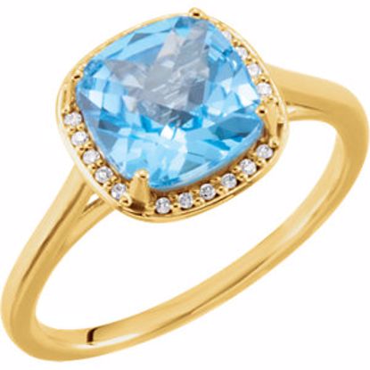 71635:70001:P 14kt Yellow Swiss Blue Topaz & .055 CTW Diamond Halo-Style Ring