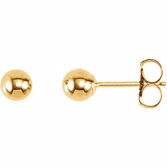 20865:1012:P 14kt Yellow 4mm Ball Earrings