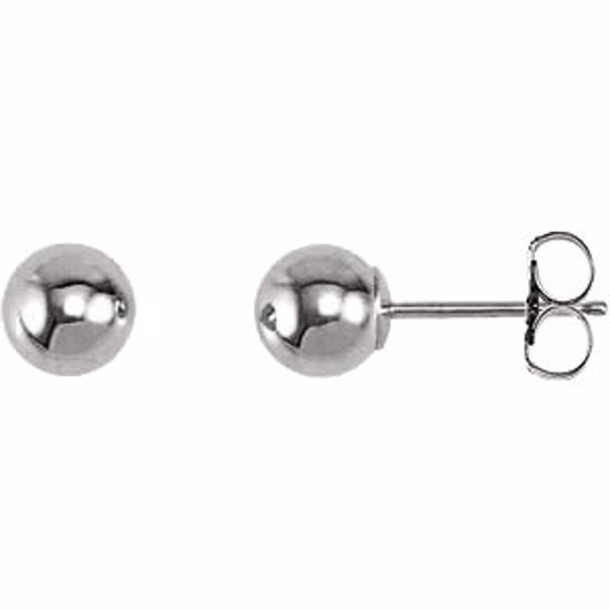 20865:1008:P 14kt White 5mm Ball Earrings