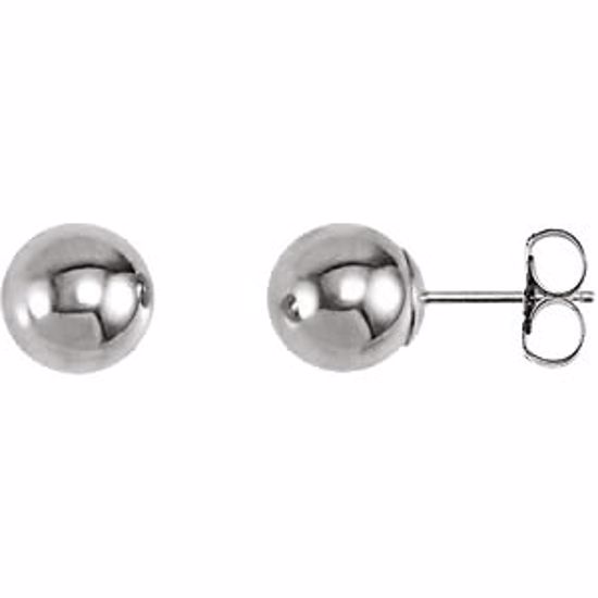 20865:1010:P 14kt White 7mm Ball Earrings