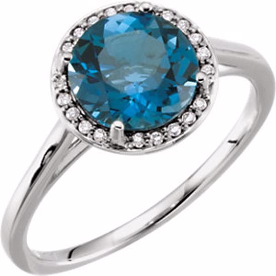 71632:70000:P 14kt White London Blue Topaz & .05 CTW Diamond Ring