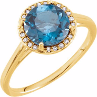 71632:70001:P 14kt Yellow London Blue Topaz & .05 CTW Diamond Ring