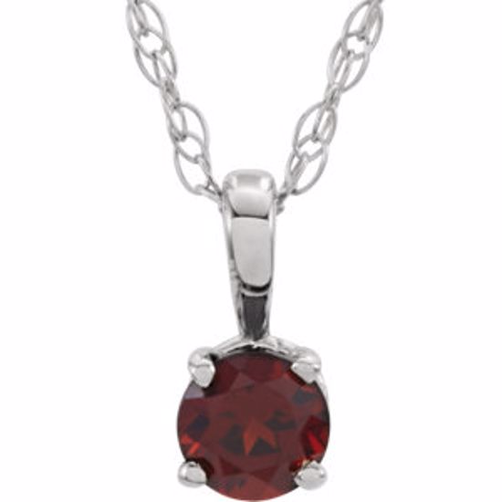 28393:70005:P 14kt White Mozambique Garnet 14" Necklace