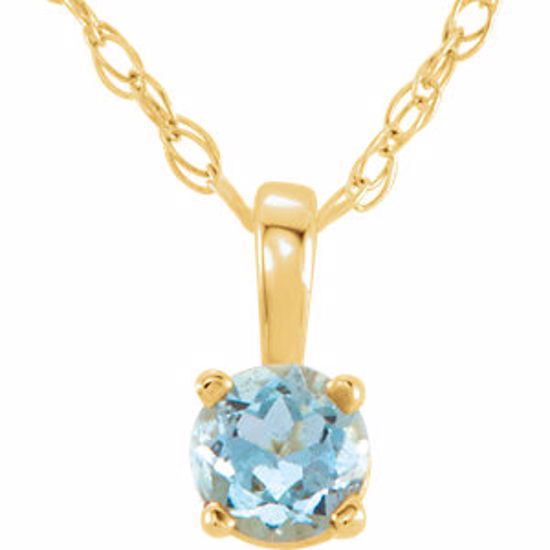 28393:70012:P 14kt Yellow Aquamarine 14" Necklace