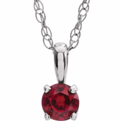 28393:70015:P 14kt White Chatham® Created Ruby "July" Birthstone 14" Necklace