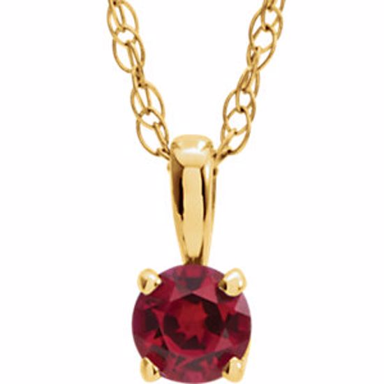 28393:70016:P 14kt Yellow Chatham® Created Ruby "July" Birthstone 14" Necklace