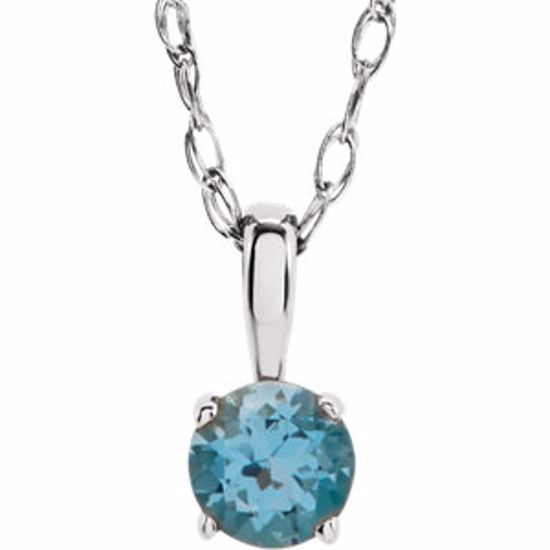 28393:70019:P 14kt White Swiss Blue Topaz 14" Necklace