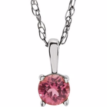 28393:70021:P 14kt White Pink Tourmaline 14" Necklace