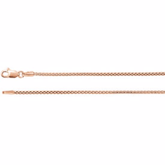 CH520:1000:P 14kt Rose 1.5mm Hollow Popcorn 16" Chain
