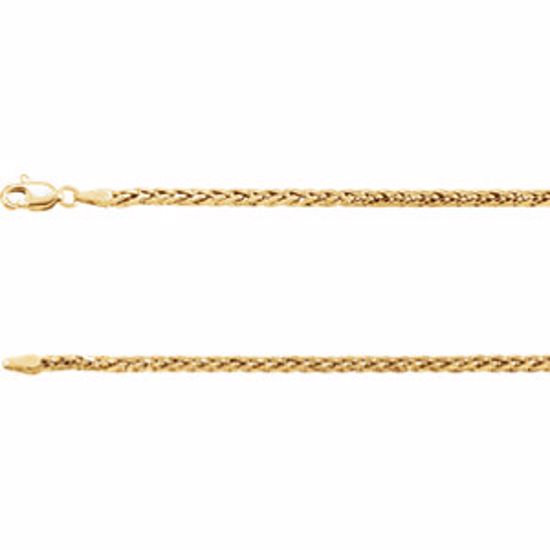 CH1022:1004:P 14kt Yellow 3mm Hollow Wheat 16" Chain