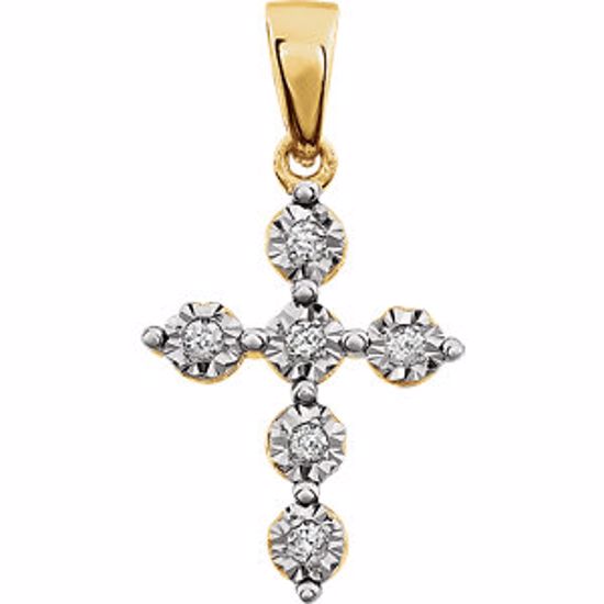 651618:60001:P 14kt Two-Tone .06 CTW Diamond Cross Pendant