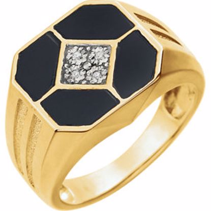 651636:100:P 14kt Yellow Men's Onyx & .02 CTW Diamond Ring