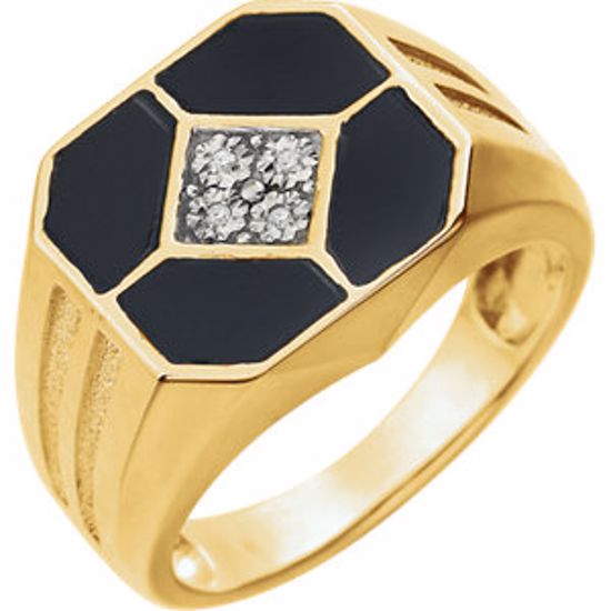 651636:100:P 14kt Yellow Men's Onyx & .02 CTW Diamond Ring
